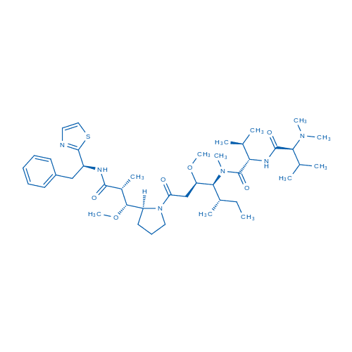 (S)-2-((S)-2-(二甲基氨基)-3-甲基丁酰胺基)-N-((3R,4S,5S)-3-甲氧基-1-((S)-2-((1R,2R)-1-甲氧基-2-甲基-3-氧代-3-(((S)-2-苯基-1-(噻唑-2-基)乙基)氨基)丙基)吡咯烷-1-基)-5-甲基-1-氧代庚烷-4-基)-N,3-二甲基丁酰胺 分子结构式
