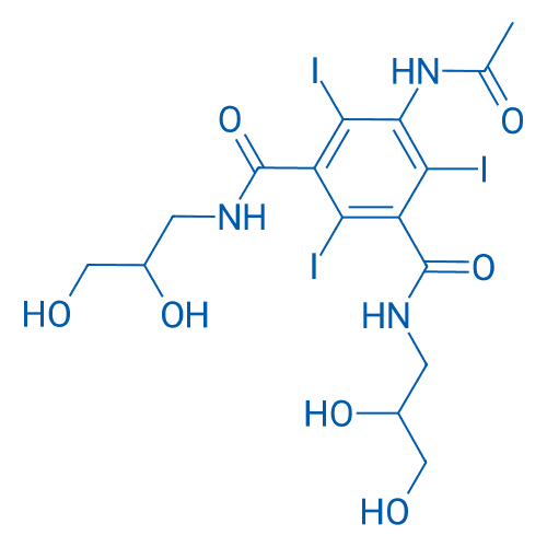 5-(乙酰氨基)-N,N'-双(2,3-二羟基丙基)-2,4,6-三碘间苯二甲酰胺 分子结构式