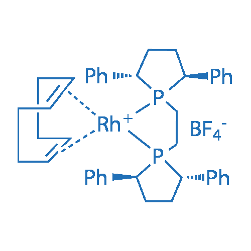 1,2-二[(2S,5S)-2,5-二苯基磷杂环戊烷基]乙烷(1,5-环辛二烯)铑(I)四氟硼酸盐 分子结构式