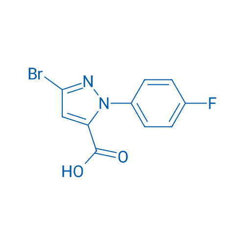 3-溴-1-(4-氟苯基)-1H-吡唑-5-羧酸 分子结构式