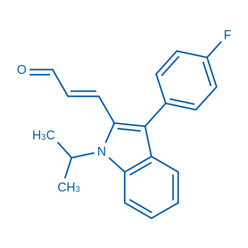 (E)-3-(3-(4-氟苯基)-1-异丙基-1H-吲哚-2-基)丙烯醛 分子结构式
