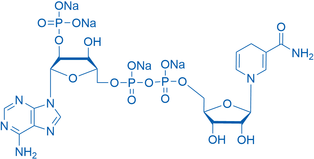 (2R,3R,4R,5R)-2-(6-氨基-9H-嘌呤-9-基)-5-(((((((2R,3S,4R,5R)-5-(3-氨基甲酰基吡啶-1(4H)-基)-3,4-二羟基四氢呋喃-2-基)甲氧基)oxidophosphoryl)氧基)oxidophosphoryl)氧基)甲基)-4-羟基四氢呋喃-3-基 磷酸四钠盐 分子结构式