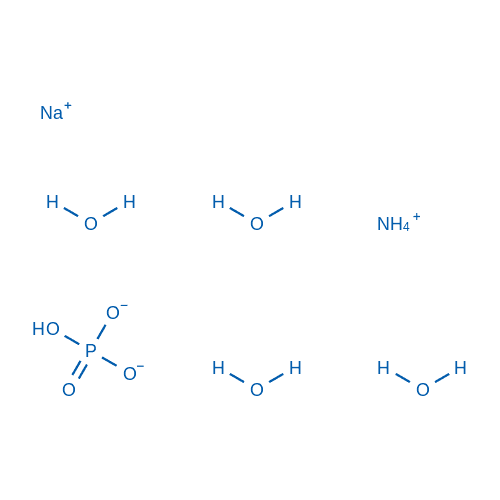 磷酸氢铵钠四水合物 分子结构式